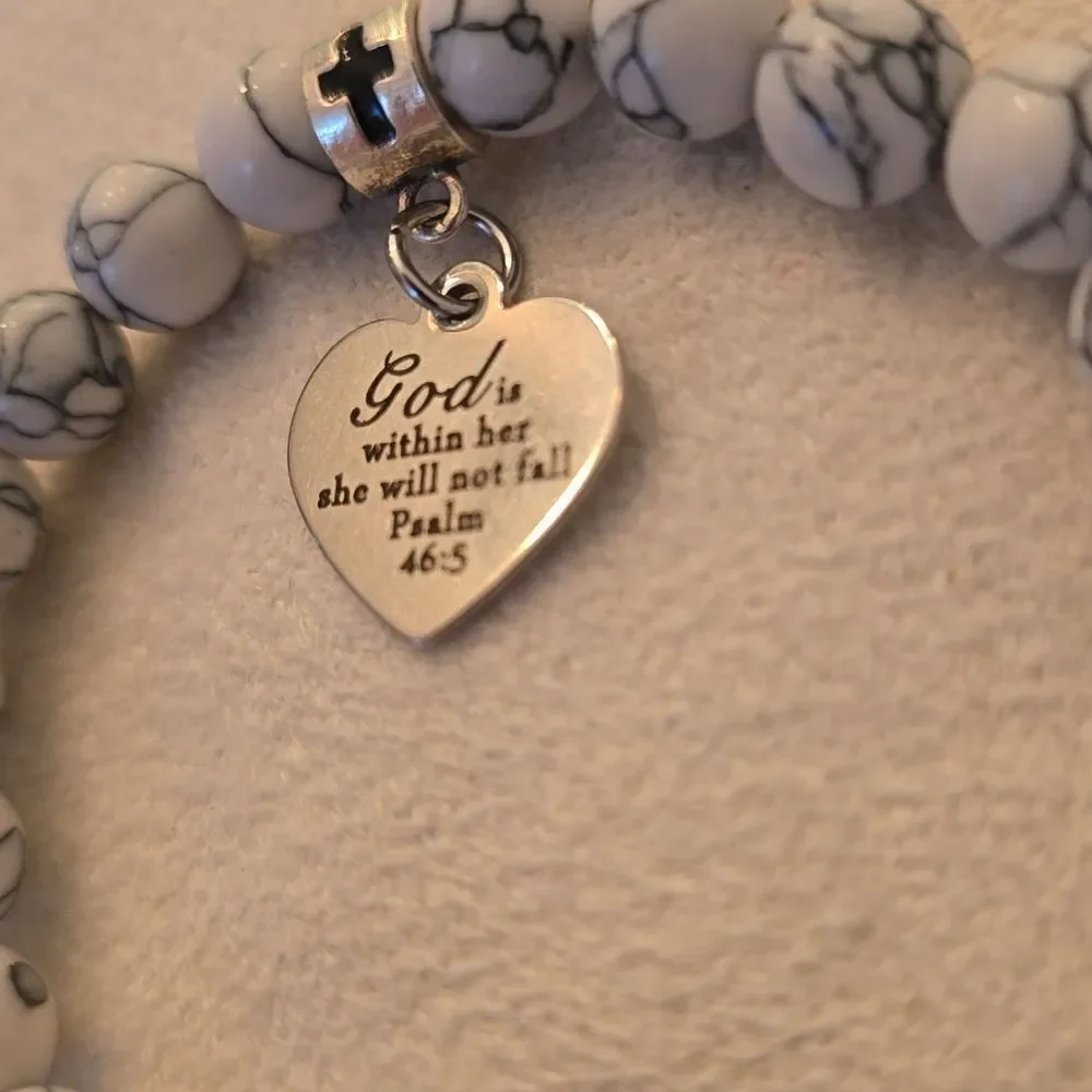 Beaded Bracelet with Heart Charm